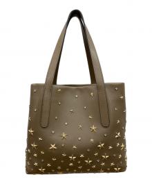JIMMY CHOO（ジミーチュウ）の古着「スターストーンスタッズトートバッグ」｜ブラウン