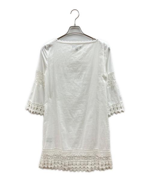 LAUREN RALPH LAUREN（ローレン ラルフ ローレン）LAUREN RALPH LAUREN (ローレン ラルフ ローレン) 80sレースギミックワンピース　緑タグ ホワイト サイズ:XSの古着・服飾アイテム