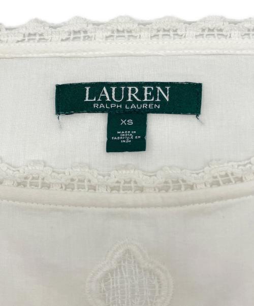 LAUREN RALPH LAUREN（ローレン ラルフ ローレン）LAUREN RALPH LAUREN (ローレン ラルフ ローレン) 80sレースギミックワンピース　緑タグ ホワイト サイズ:XSの古着・服飾アイテム