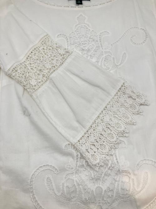LAUREN RALPH LAUREN（ローレン ラルフ ローレン）LAUREN RALPH LAUREN (ローレン ラルフ ローレン) 80sレースギミックワンピース　緑タグ ホワイト サイズ:XSの古着・服飾アイテム