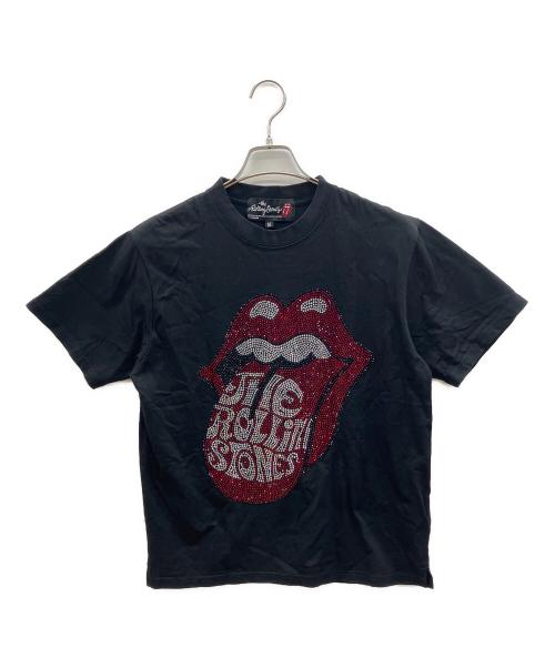 JACKROSE（ジャックローズ）JACKROSE (ジャックローズ) THE ROLLING STONES (ザ ローリングストーンズ) 半袖カットソー ブラック×レッド サイズ:Ｍの古着・服飾アイテム