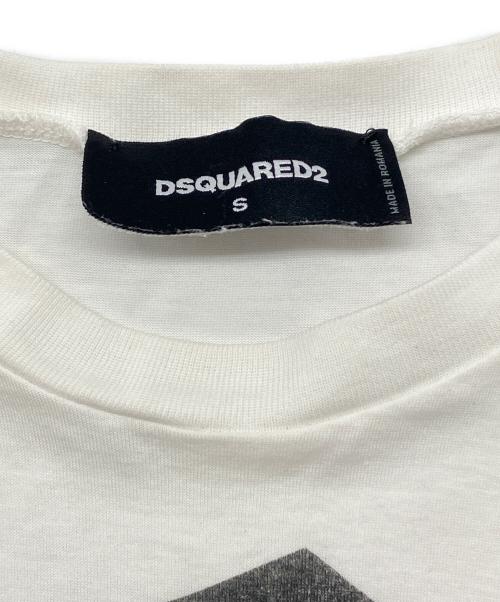 DSQUARED2（ディースクエアード）DSQUARED2 (ディースクエアード) 半袖カットソー ホワイト×ブラック サイズ:Sの古着・服飾アイテム