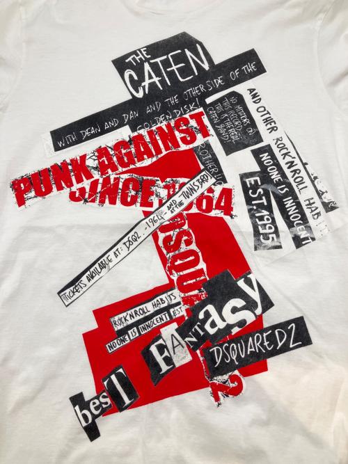 DSQUARED2（ディースクエアード）DSQUARED2 (ディースクエアード) 半袖カットソー ホワイト×ブラック サイズ:Sの古着・服飾アイテム