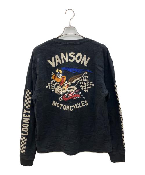 VANSON（バンソン）VANSON (バンソン) LOONEY TUNES (ルーニーチューンズ) 長袖カットソー　刺繍 ブラック サイズ:XLの古着・服飾アイテム