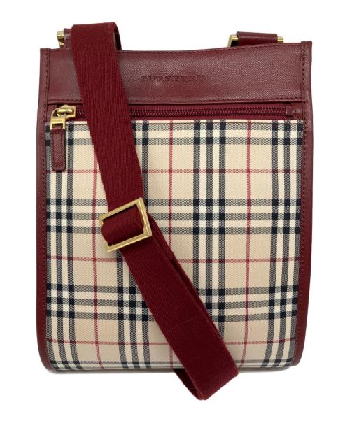 BURBERRY（バーバリー）BURBERRY (バーバリー) ショルダーバッグ レッド×ベージュの古着・服飾アイテム