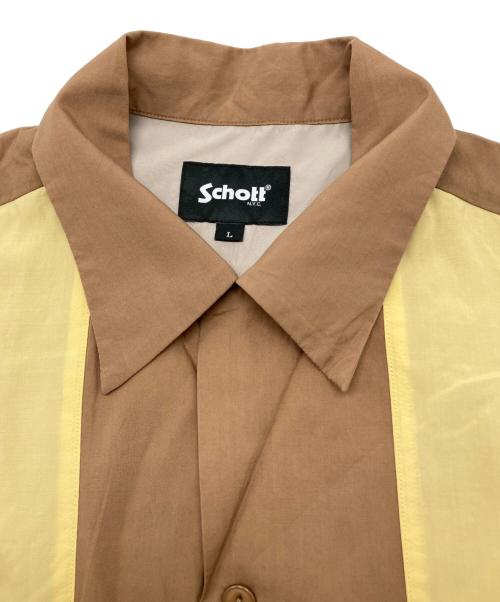 Schott（ショット）Schott (ショット) 半袖シャツ ブラウンイエロー サイズ:Lの古着・服飾アイテム