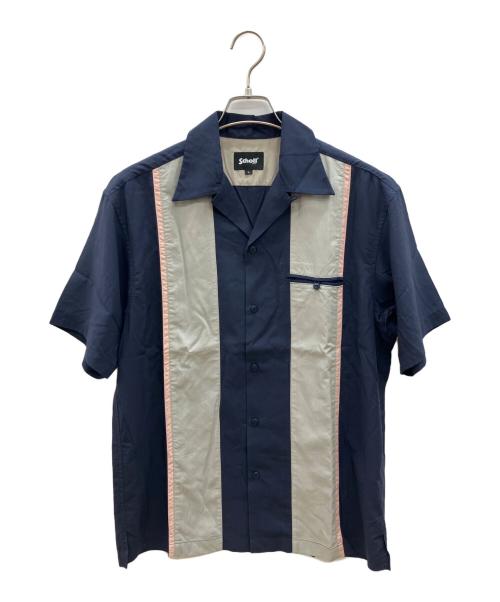 Schott（ショット）Schott (ショット) 半袖シャツ ネイビー×グレー サイズ:Lの古着・服飾アイテム