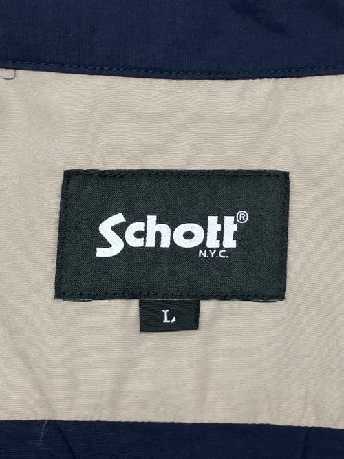 Schott（ショット）Schott (ショット) 半袖シャツ ネイビー×グレー サイズ:Lの古着・服飾アイテム