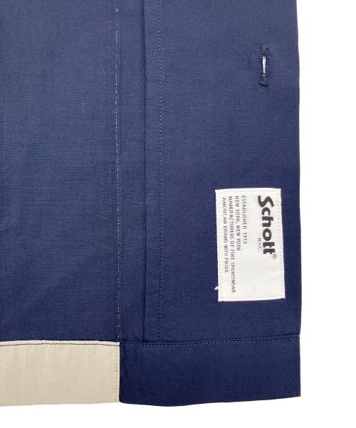 Schott（ショット）Schott (ショット) 半袖シャツ ネイビー×グレー サイズ:Lの古着・服飾アイテム