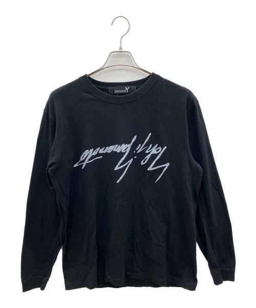 GROUND Y（グラウンドワイ）GROUND Y (グラウンドワイ) 長袖カットソー ブラック×ホワイト サイズ:3の古着・服飾アイテム