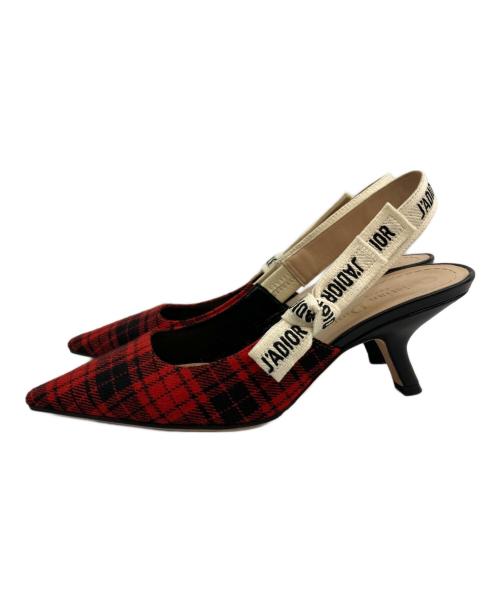 Christian Dior（クリスチャン ディオール）Christian Dior (クリスチャン ディオール) スリングバックパンプス レッド×ブラック サイズ:	36の古着・服飾アイテム