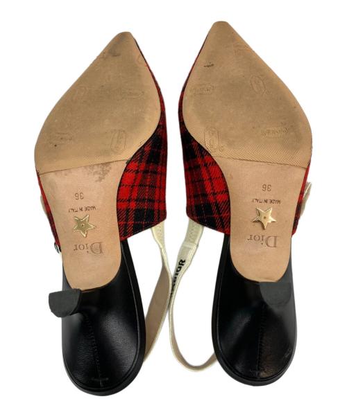 Christian Dior（クリスチャン ディオール）Christian Dior (クリスチャン ディオール) スリングバックパンプス レッド×ブラック サイズ:	36の古着・服飾アイテム