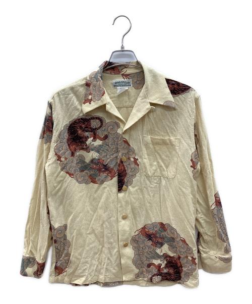 MAKANA LEI（マカナレイ）MAKANA LEI (マカナレイ) 和柄シルクシャツ イエロー サイズ:Ｍの古着・服飾アイテム