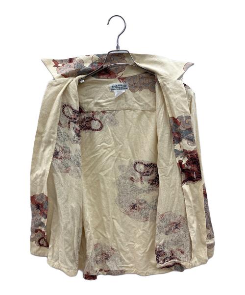 MAKANA LEI（マカナレイ）MAKANA LEI (マカナレイ) 和柄シルクシャツ イエロー サイズ:Ｍの古着・服飾アイテム