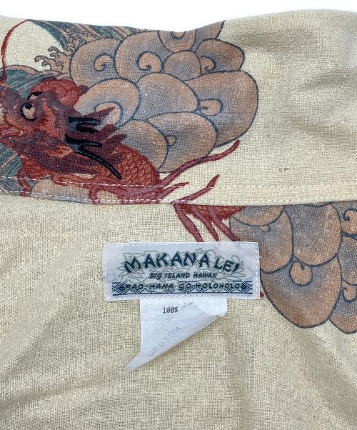 MAKANA LEI（マカナレイ）MAKANA LEI (マカナレイ) 和柄シルクシャツ イエロー サイズ:Ｍの古着・服飾アイテム
