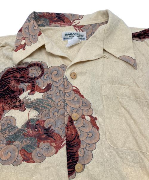 MAKANA LEI（マカナレイ）MAKANA LEI (マカナレイ) 和柄シルクシャツ イエロー サイズ:Ｍの古着・服飾アイテム