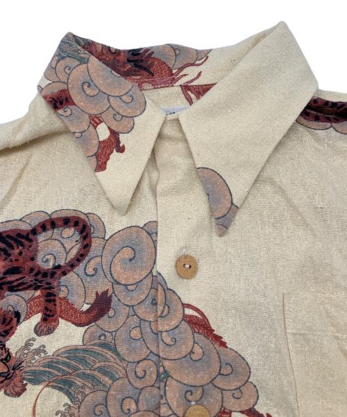 MAKANA LEI（マカナレイ）MAKANA LEI (マカナレイ) 和柄シルクシャツ イエロー サイズ:Ｍの古着・服飾アイテム