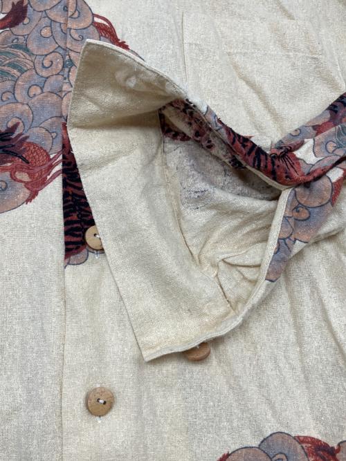MAKANA LEI（マカナレイ）MAKANA LEI (マカナレイ) 和柄シルクシャツ イエロー サイズ:Ｍの古着・服飾アイテム