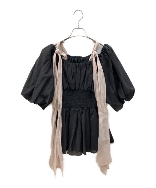 Snidel（スナイデル）Snidel (スナイデル) 半袖ワンピース ブラック×ピンク サイズ:Ｆの古着・服飾アイテム