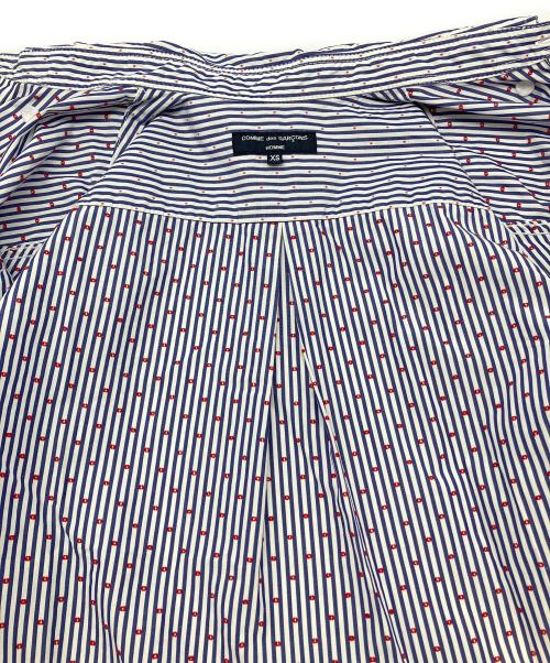 COMME des GARCONS HOMME PLUS（コムデギャルソンオムプリュス）COMME des GARCONS HOMME PLUS (コムデギャルソンオムプリュス) ストライプシャツ ブルー×ホワイト×レッド サイズ:XSの古着・服飾アイテム