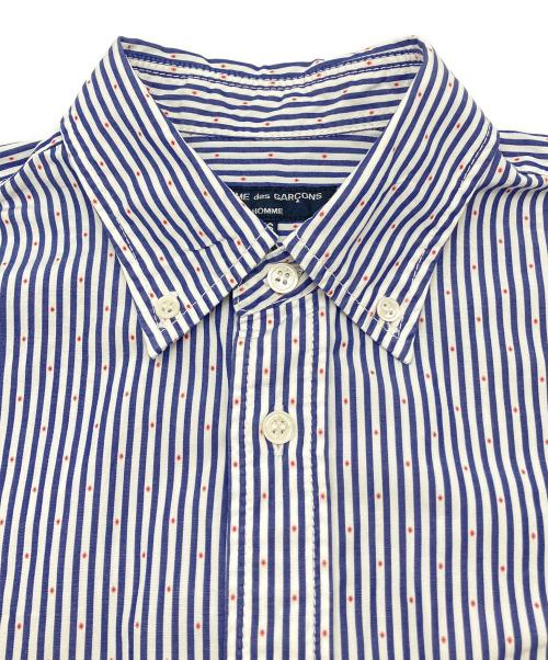 COMME des GARCONS HOMME PLUS（コムデギャルソンオムプリュス）COMME des GARCONS HOMME PLUS (コムデギャルソンオムプリュス) ストライプシャツ ブルー×ホワイト×レッド サイズ:XSの古着・服飾アイテム