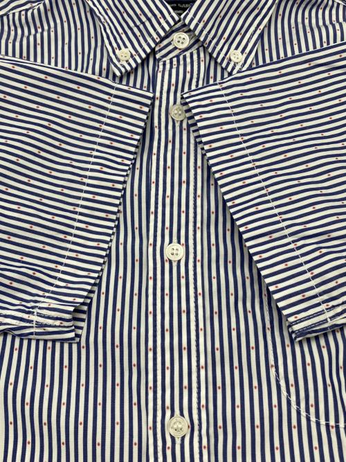 COMME des GARCONS HOMME PLUS（コムデギャルソンオムプリュス）COMME des GARCONS HOMME PLUS (コムデギャルソンオムプリュス) ストライプシャツ ブルー×ホワイト×レッド サイズ:XSの古着・服飾アイテム
