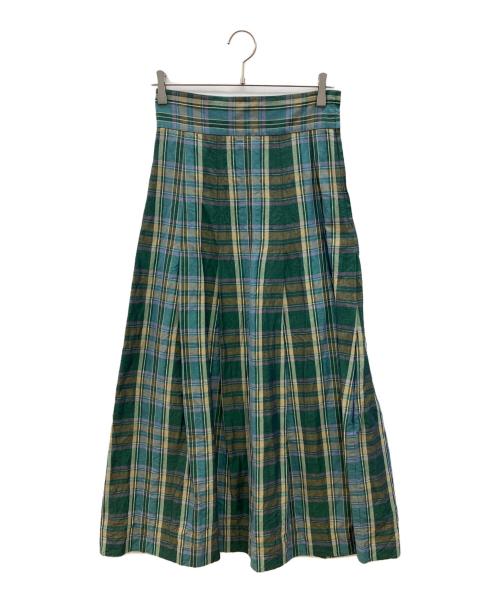 SCYE（サイ）SCYE (サイ) フレアチェックスカート グリーン サイズ:38の古着・服飾アイテム