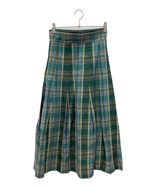 SCYE（サイ）SCYE (サイ) フレアチェックスカート グリーン サイズ:38の古着・服飾アイテム