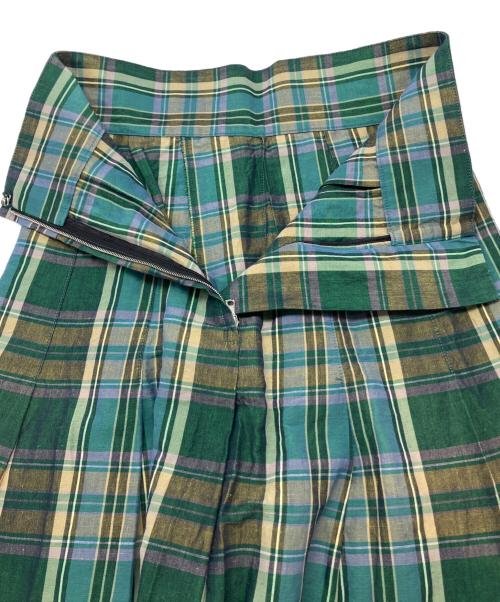 SCYE（サイ）SCYE (サイ) フレアチェックスカート グリーン サイズ:38の古着・服飾アイテム