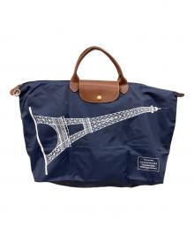 LONGCHAMP（ロンシャン）の古着「ルプリアージュ　　トートバッグ」｜ネイビー×ブラウン