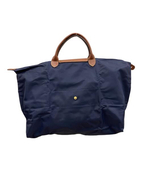 LONGCHAMP（ロンシャン）LONGCHAMP (ロンシャン) ルプリアージュ　　トートバッグ ネイビー×ブラウンの古着・服飾アイテム