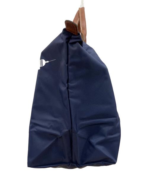 LONGCHAMP（ロンシャン）LONGCHAMP (ロンシャン) ルプリアージュ　　トートバッグ ネイビー×ブラウンの古着・服飾アイテム