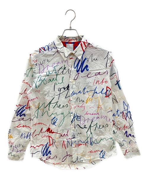 PAUL SMITH（ポールスミス）PAUL SMITH (ポールスミス) 長袖シャツ　落書き調　ドメ・インポート ホワイト サイズ:Lの古着・服飾アイテム