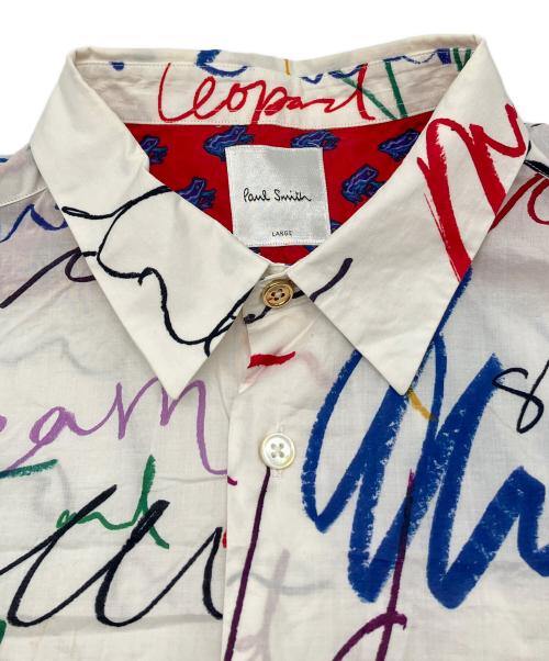 PAUL SMITH（ポールスミス）PAUL SMITH (ポールスミス) 長袖シャツ　落書き調　ドメ・インポート ホワイト サイズ:Lの古着・服飾アイテム