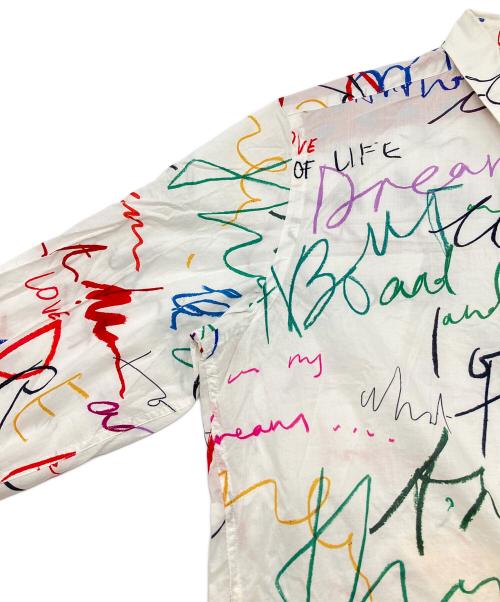 PAUL SMITH（ポールスミス）PAUL SMITH (ポールスミス) 長袖シャツ　落書き調　ドメ・インポート ホワイト サイズ:Lの古着・服飾アイテム