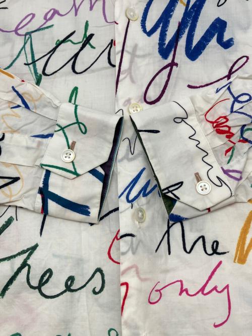 PAUL SMITH（ポールスミス）PAUL SMITH (ポールスミス) 長袖シャツ　落書き調　ドメ・インポート ホワイト サイズ:Lの古着・服飾アイテム