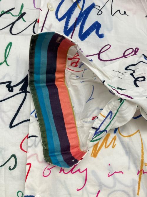 PAUL SMITH（ポールスミス）PAUL SMITH (ポールスミス) 長袖シャツ　落書き調　ドメ・インポート ホワイト サイズ:Lの古着・服飾アイテム