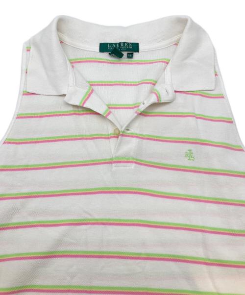 LAUREN RALPH LAUREN（ローレン ラルフ ローレン）LAUREN RALPH LAUREN (ローレン ラルフ ローレン) 80sノースリーブポロシャツ　緑タグ ホワイト サイズ:Sの古着・服飾アイテム