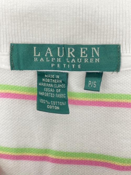 LAUREN RALPH LAUREN（ローレン ラルフ ローレン）LAUREN RALPH LAUREN (ローレン ラルフ ローレン) 80sノースリーブポロシャツ　緑タグ ホワイト サイズ:Sの古着・服飾アイテム
