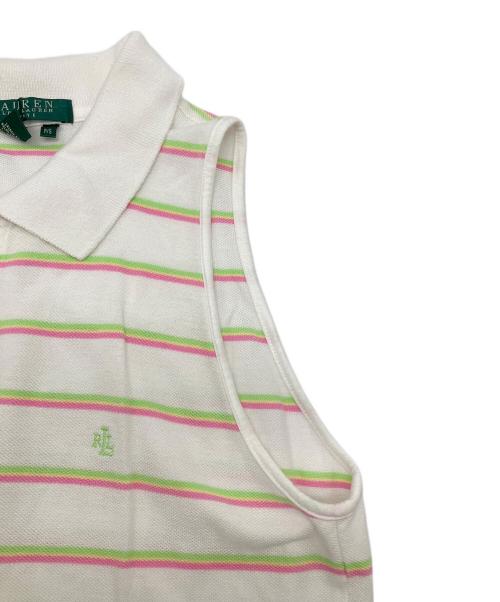 LAUREN RALPH LAUREN（ローレン ラルフ ローレン）LAUREN RALPH LAUREN (ローレン ラルフ ローレン) 80sノースリーブポロシャツ　緑タグ ホワイト サイズ:Sの古着・服飾アイテム