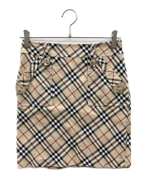 BURBERRY BLUE LABEL（バーバリー ブルー レーベル）BURBERRY BLUE LABEL (バーバリー ブルー レーベル) ノバチェックミニスカート　Y2K ベージュ×ブラック サイズ:36の古着・服飾アイテム