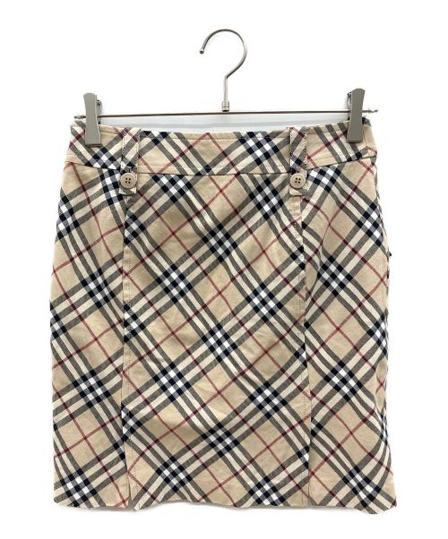 BURBERRY BLUE LABEL（バーバリー ブルー レーベル）BURBERRY BLUE LABEL (バーバリー ブルー レーベル) ノバチェックミニスカート　Y2K ベージュ×ブラック サイズ:36の古着・服飾アイテム