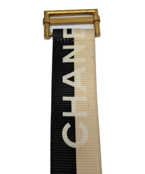 CHANEL（シャネル）CHANEL (シャネル) ココマーク　ベルト ブラック×アイボリーの古着・服飾アイテム