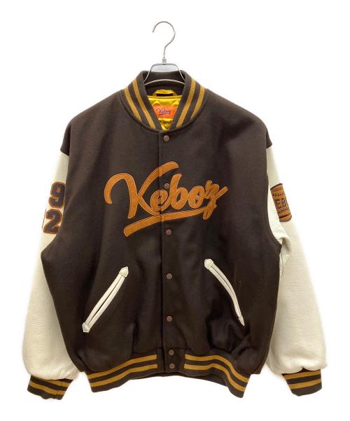 KEBOZ（ケボズ）KEBOZ (ケボズ) スタジアムジャケット ブラウン×ホワイト サイズ:XLの古着・服飾アイテム