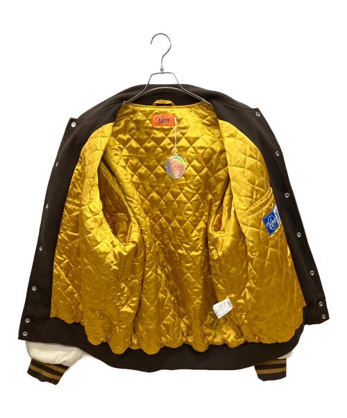 KEBOZ（ケボズ）KEBOZ (ケボズ) スタジアムジャケット ブラウン×ホワイト サイズ:XLの古着・服飾アイテム