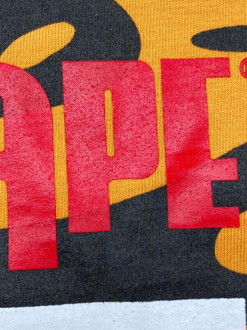 BAPE BY A BATHING APE（ベイプバイアベイシングエイプ）BAPE BY A BATHING APE (ベイプバイアベイシングエイプ) バックロゴプリントピチT　Y2K イエロー×ブラック サイズ:Sの古着・服飾アイテム