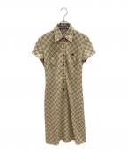 BURBERRY BLUE LABELバーバリー ブルー レーベル）の古着「半袖ワンピース　ノバチェック」｜ベージュ×ブラック