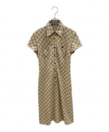 BURBERRY BLUE LABEL（バーバリー ブルー レーベル）の古着「半袖ワンピース　ノバチェック」｜ベージュ×ブラック
