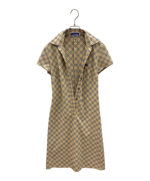 BURBERRY BLUE LABEL（バーバリー ブルー レーベル）BURBERRY BLUE LABEL (バーバリー ブルー レーベル) 半袖ワンピース　ノバチェック ベージュ×ブラック サイズ:38の古着・服飾アイテム