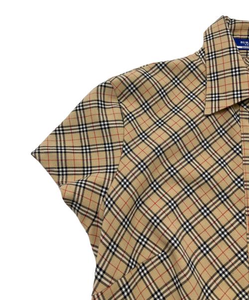 BURBERRY BLUE LABEL（バーバリー ブルー レーベル）BURBERRY BLUE LABEL (バーバリー ブルー レーベル) 半袖ワンピース　ノバチェック ベージュ×ブラック サイズ:38の古着・服飾アイテム